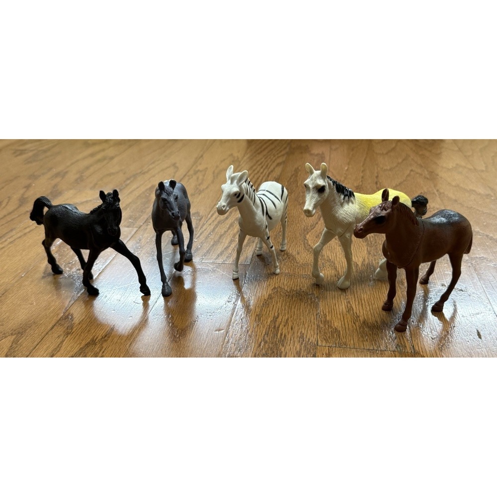 Greenbrier Mixed Lot of 5 Horses Zebra Plastic Black Brown Gray Yellow EUC